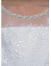 Beaded Short Sleeves White Lace Glitter Tulle Flower Girl Dress